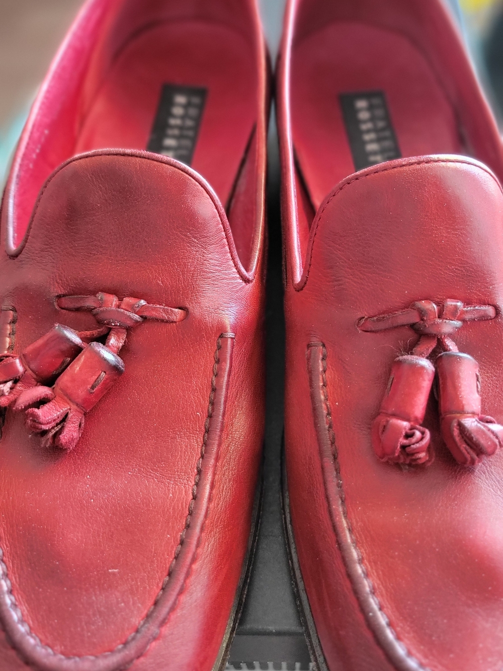 Fratelli Rossetti Red Leather Tassel Loafers